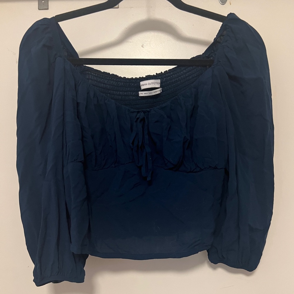 Urban Outfitters viscose navy cropped top - size XL